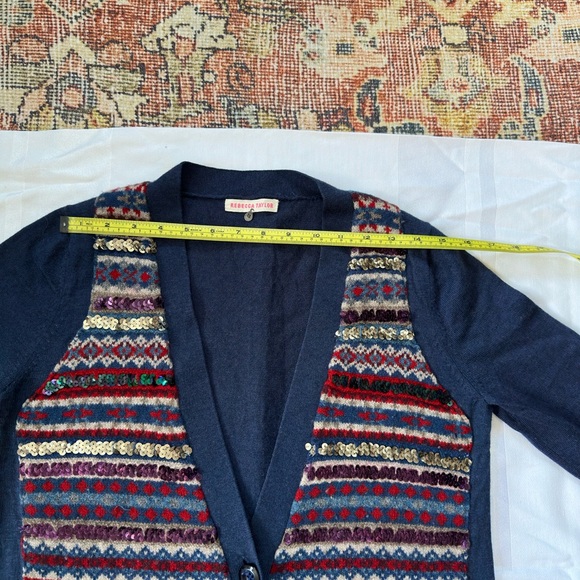 Sequined front merino wool cardigan. - Picture 6 of 15